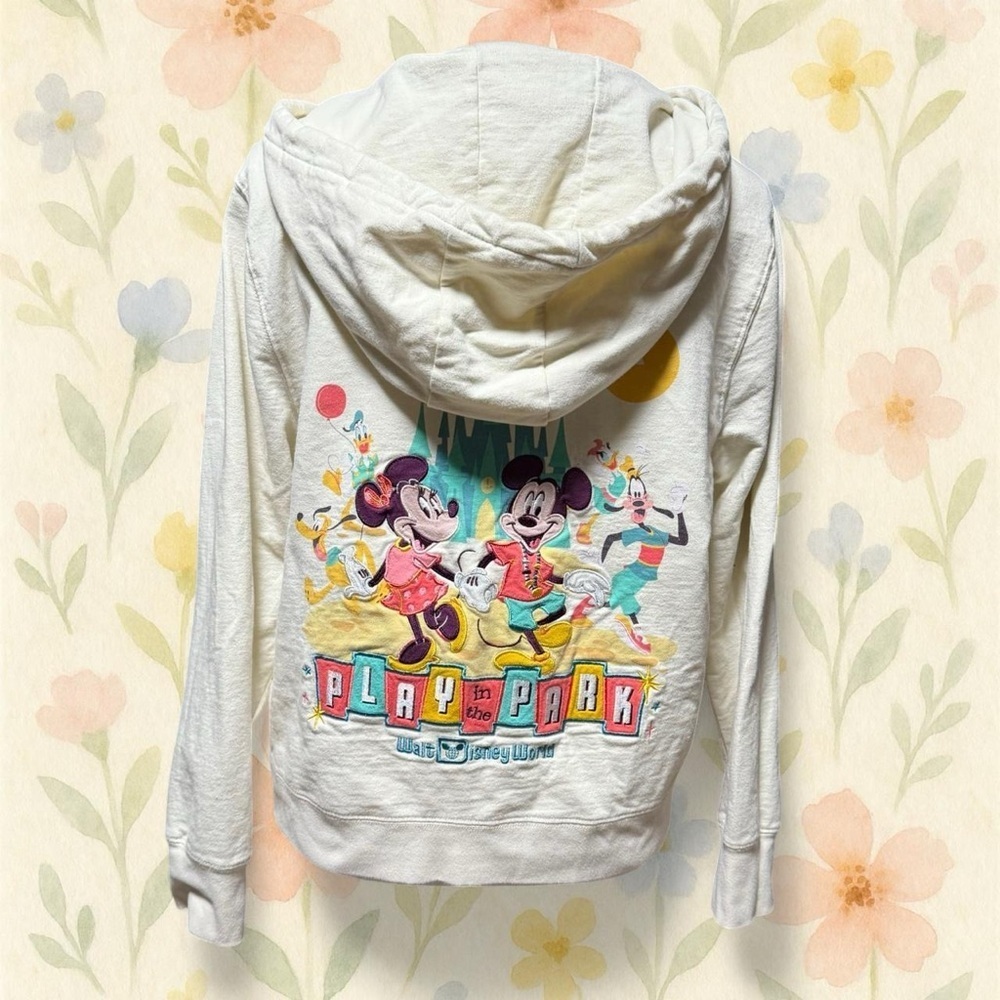 Disney Parks “Play in the Park” Zip-Up Hoodie – Women’s M Mickey Minnie Goofy
